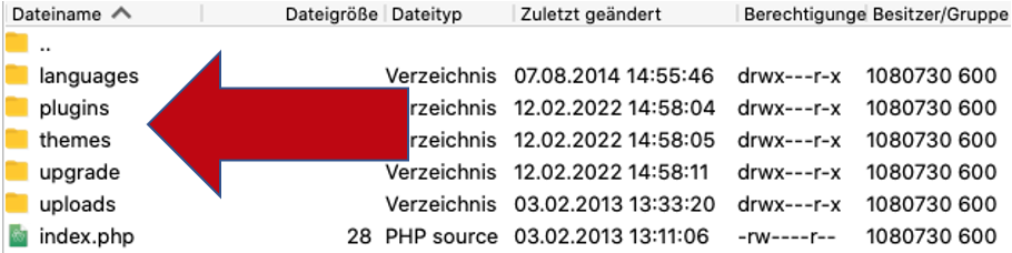 FileZilla Dateimanager Directory View